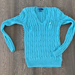 Mint blue green Polo Ralph Lauren pima cotton sweater